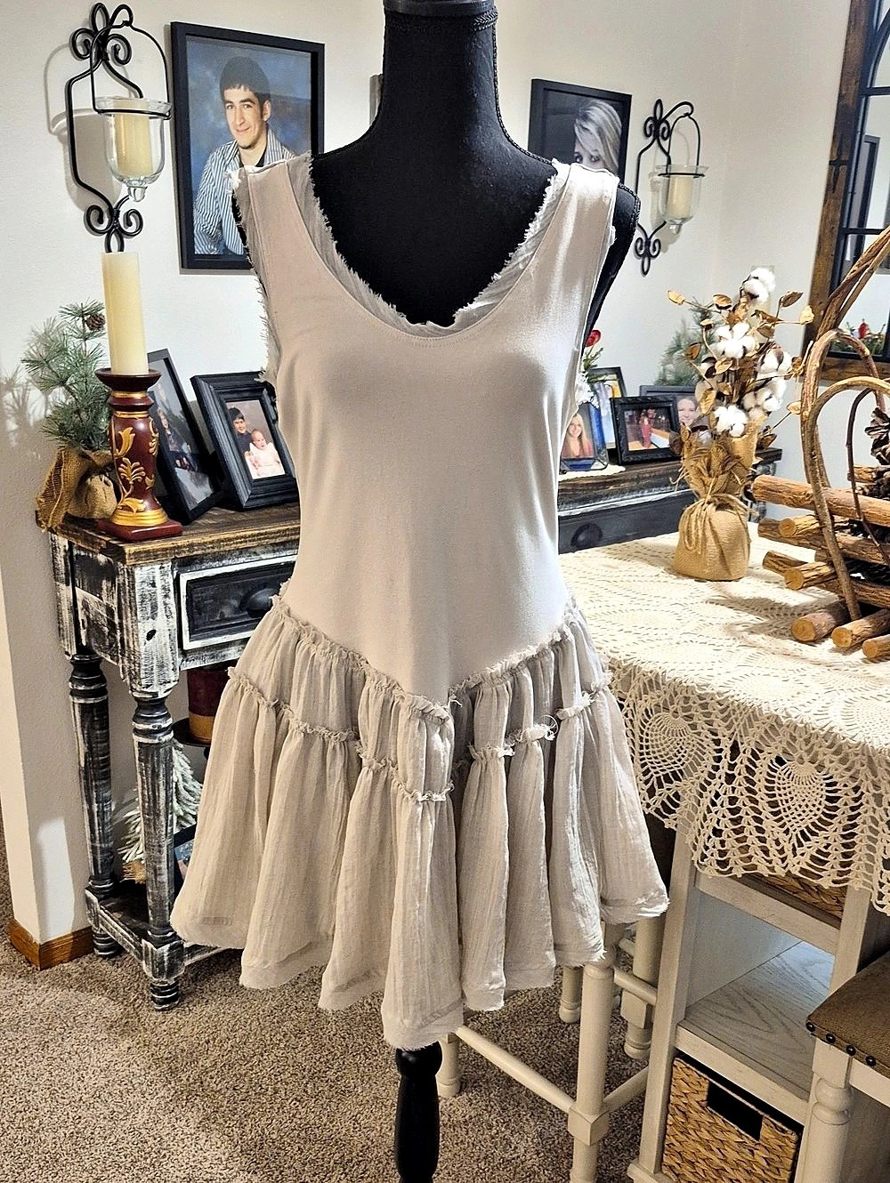 Aemi + Co Mini Dress in Cream Size Large